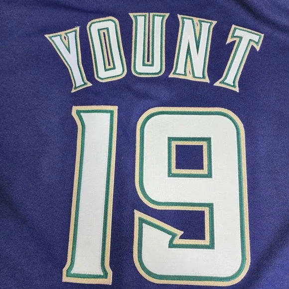 Vintage Majestic Milwaukee Brewers Robin Yount Blue GreenJersey USA Size Large